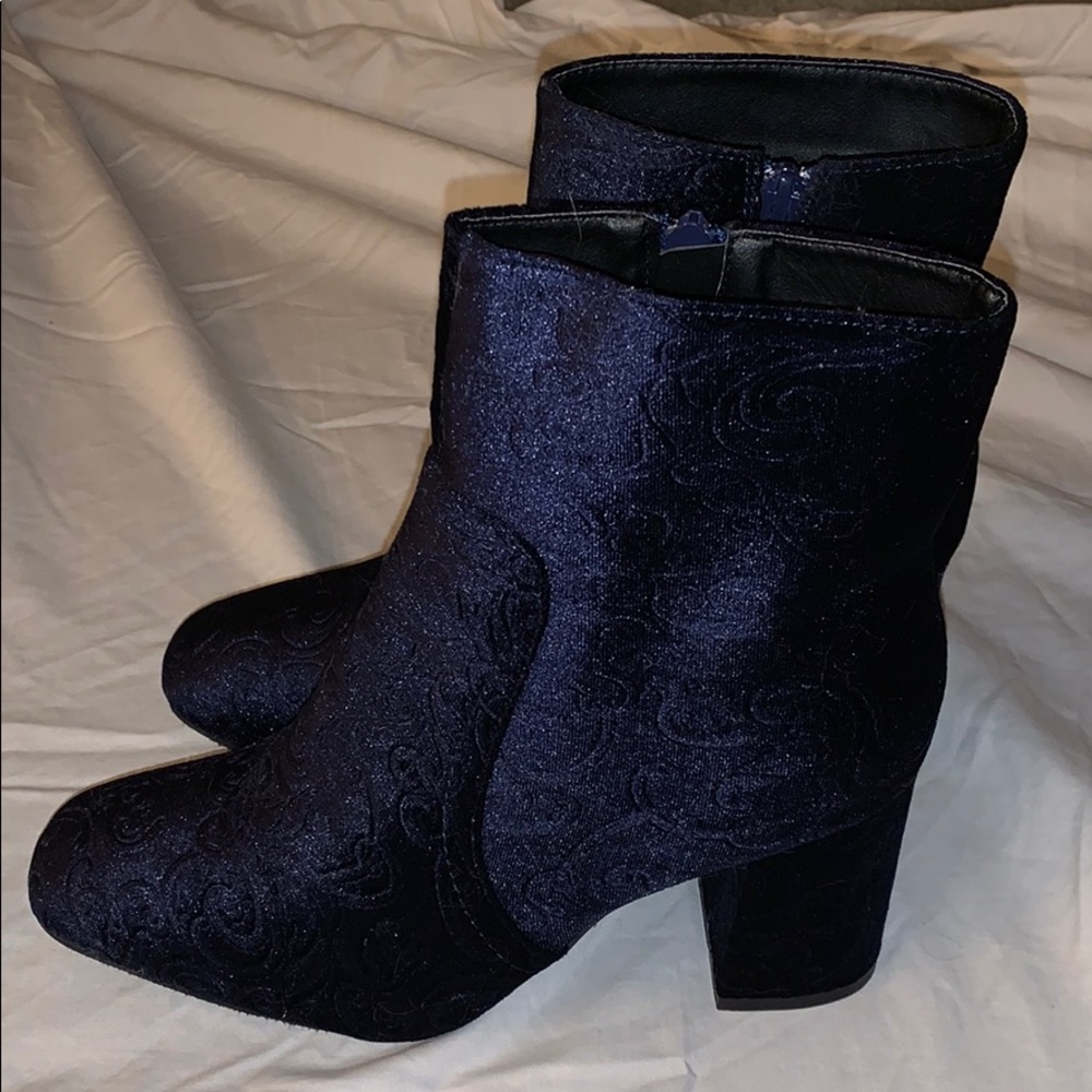 Navy Suede Booties